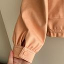 7 For All Mankind Peach Faux Leather Bomber Jacket, Spring Outerwear, Size Small Photo 4