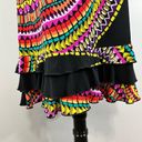 Tiana B  Black Colorful Mosaic Sunset Print Ruffle Hem Sleeveless Dress Sz S Photo 4