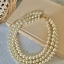 American Vintage Vintage “Morgana” Gold Hook Clasp Three Strand Pearl Necklace Chunky Statement Photo 7