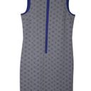 W By Worth Womens  Sheath Gray Blue Quilted Sleeveless Half Zip Midi Dress Size 8 Photo 0