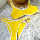 Topshop New Women’s Top Shop Yellow White Contrast Trim Crop 2 Piece Bikini Bathing Suit Photo 0