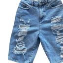 Bermuda Collusion Long Length  Distressed Denim Shorts Size 4 Photo 2