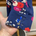 Popsugar  Blue Floral Print Long Sleeve Button Down Blouse Size 1X Photo 3