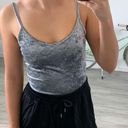 Bershka Baby Light Dusty Blue  Velvet Cropped Tank / Size S Photo 2