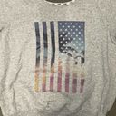 PINK - Victoria's Secret PINK Victoria Secret Off Shoulder Sweatshirt size M Gray Palm Trees Flag Photo 2