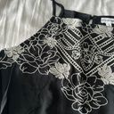 love on a hanger Black Tank With White Embroidered Floral Detail Photo 2