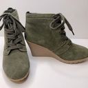 MIA  Annita Olive Green Suede Wedge Ankle Booties Photo 0