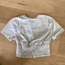 GRLFRND  Short Sleeve Bustier Like Crop Top in Beige Photo 3