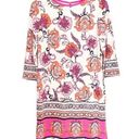 Chico's NWT Chico’s Floral Print Fitted Short Dress Pink Combo 3/4 Sleeves Womens 0 | XS Photo 2