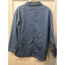 Denim & Co Retro  100% Cotton Shirt Women’s Large Blue Denim Long Sleeve Full Zip Photo 4