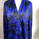 T Tahari Ladies  Small Royal Blue Floral Long Sleeve Blouse Photo 0