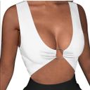 Herlollychips Crop Tops for Women Plunge V Neckline Sleeveless Silver Ring Crop Top in size Large Photo 1