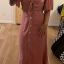 ZARA Pink Linen Backless Midi Dress Photo 0