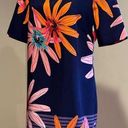 Julian Taylor  Blue Floral Dress Cut Out Bow & Back Gold Zipper In Back SZ 12 Photo 0