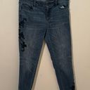 White House | Black Market  Skinny Ankle Jeans With Black Floral Embroidery Size 6 Photo 0