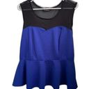 Say Anything  Blouse Black & Blue Peplum Blouse Size 1X Photo 0