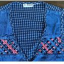 American Vintage  Denim Lattice Work Patriotic Granny Gilet Vest 16 Photo 3