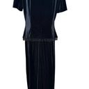 Dress Barn  Long Black Velvet Party Formal Cocktail Dress Beaded Fringe Stretch 14 Photo 5