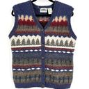 Northern Reflections Vintage  Button Front Sweater Vest Blue White Small Trees Photo 0