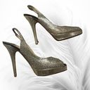 Jimmy Choo  Nova Glitter Fabric Champagne Heels Photo 3