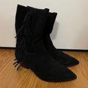 Rebecca Minkoff  black western suede leather point toe cowgirl fringe boots 8.5 Photo 2