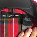 DKNY Vintage  Red Buffalo check Plaid Flannel zip up Shirt size medium Photo 5