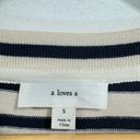 A loves A  Beige & Dark Navy Striped 3/4 Bell Sleeves Cotton Blend Sweater Small Photo 9