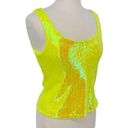 Rachel Zoe  Neon Yellow Sequin Scoop Neck Tank Top Size Small NWT Photo 4