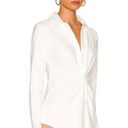 L'Academie  Womens XS Bone White The Amarine Top Deep V Long Sleeve New Collared Photo 1