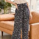 Lulus  Spotted You Black Leopard Print Paperbag Waist Pants Medium Photo 0