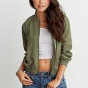 American Eagle  Outfitters Tencel Bomber Jacket in Olive Green Size Large Photo 0