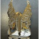 Signed Jane Vintage Angel Wings Brooch Pin with Rhinestone Silver Tone 2 Photo 2