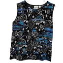 Chico's  Abstract Print Tank Top Round Neck Pullover Sequin Black Blue 2 Large Photo 0