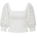 Wish The Label Frame White Shirred Eyelet Lace Cropped Blouse Lacy Ruched size L Photo 0