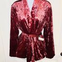 Modcloth  Smoldering Smoking Jacket Crushed Velvet Tie Red Velvet Pink M Photo 4