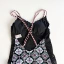 Hula Honey [] Black Gypsy Deco Lace Geometric Print One Piece Swimsuit Sz Small S Photo 3