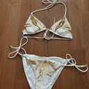 Victoria's Secret Y2k Victoria’s secret sequined white and gold triangle tie bikini top and bottom  Photo 1