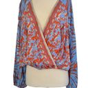 Free People Cruisin' Together Tie Dye Floral Print Surplise Wrap Blouse Top L Photo 0