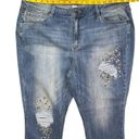 Lane Bryant  Bedazzled Jeweled Distressed Mid‎ Rise Skinny Jeans Women’s Size 20 Photo 3