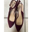 Loft  Maroon Burgundy Ankle Strappy Suede Low Heels Womens Size 9.5M Photo 7