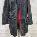 ZARA  Woman Studio Lamb Furskin Suede Lined Coat Jacket Open Front Black Sz XS/S Photo 2