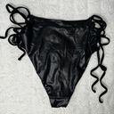 Pleather Side Tie Swim Bottoms Black Size L Photo 1