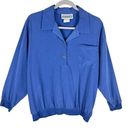 Vintage Blue Peter Popovitch  Pullover Collared 1/4 Button Up Windbreaker USA L Photo 0