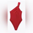 ZARA NWT  Red Cross Strap Bodysuit with Silver Ring Hardware Photo 2