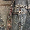 Vintage  Jean Jacket Cropped Denim Lee Riveted Size Small Corduroy Tapestry Photo 1