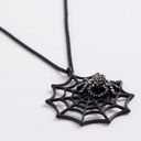 Torrid NEW  Black Rhinestone Jewel Spiderweb Pendant Necklace Halloween Gothic Photo 2