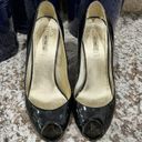 Miu Miu  Black Patent Leather Stiletto Peep toe Gold Heel Pump 37 /US 7 EUC Photo 1