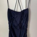 La Femme  Shiny Jersey Blue Open Back Trumpet Gown Dress Photo 6