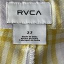 RVCA  SZ 27 Downer Shorts Yellow Plaid Pleated Front Pockets High-Rise Zip-Fly Photo 4