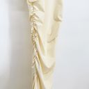 Micas NEW  Ruffled Hem Slit Maxi Dress Stretch Bodycon in Cream Small Photo 3